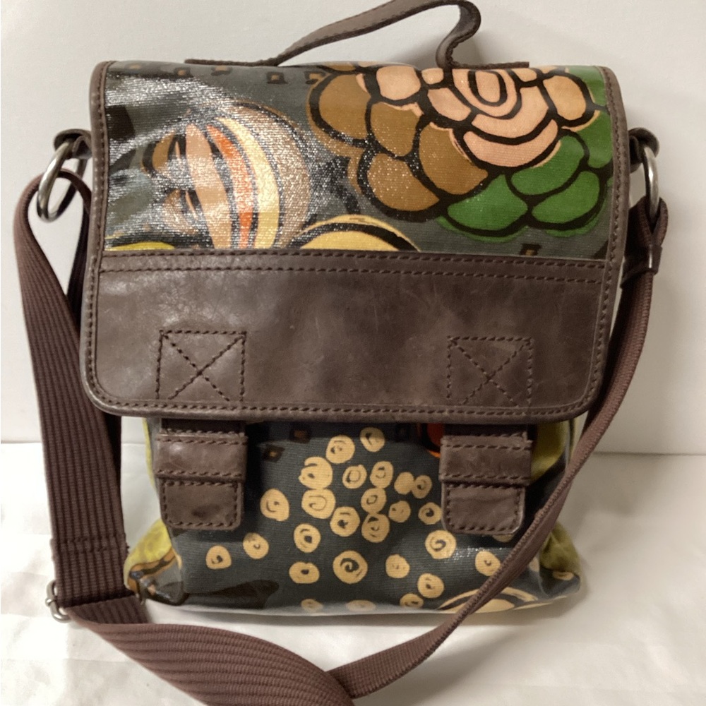 Fossil Key-Per Yellow and Green Patterned Bag